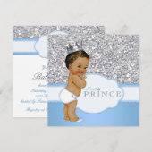 Etnisch Prince Baby shower Blauw en Zilver Kaart (Voorkant / Achterkant)