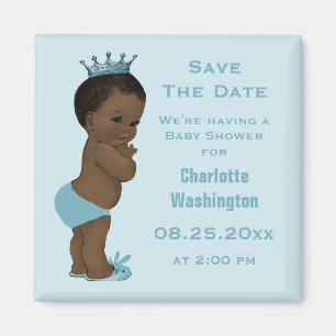 Etnisch Prince Baby shower Save the Date Magneet