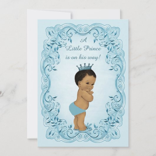 Etnisch  Prince Blue Baby shower Kaart (Voorkant)