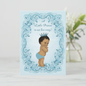 Etnisch  Prince Blue Baby shower Kaart (Staand voorkant)