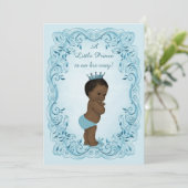 Etnisch  Prince Blue Baby shower Kaart (Staand voorkant)