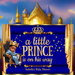 Etnisch Prince Royal Blue Gold Troon Baby shower Kaart