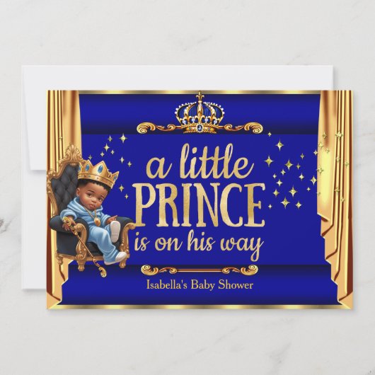 Etnisch Prince Royal Blue Gold Troon Baby shower Kaart (Voorkant)