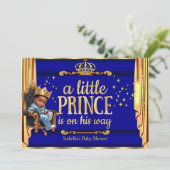 Etnisch Prince Royal Blue Gold Troon Baby shower Kaart (Staand voorkant)