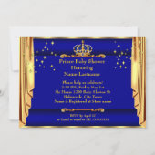 Etnisch Prince Royal Blue Gold Troon Baby shower Kaart (Achterkant)