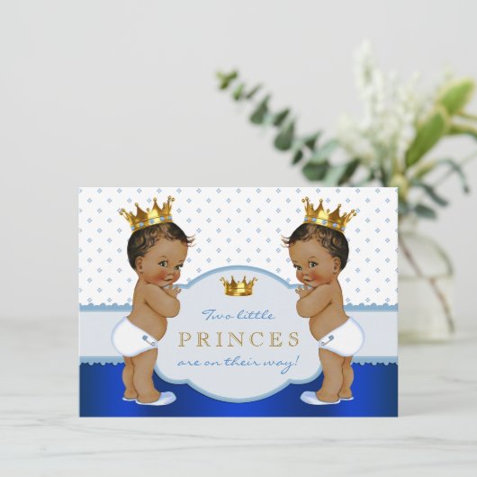Etnisch Prince Twin Boy Baby shower Kaart (Staand voorkant)