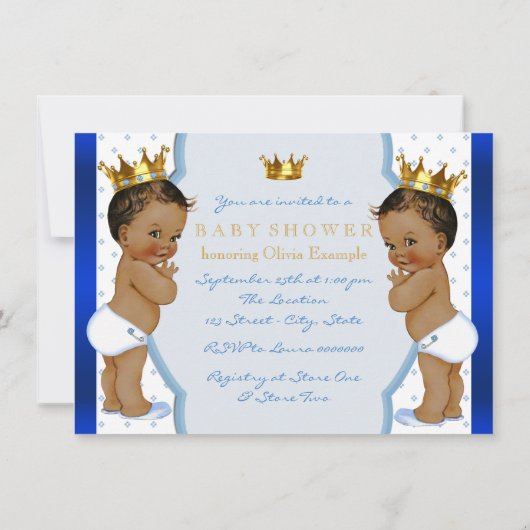 Etnisch Prince Twin Boy Baby shower Kaart (Achterkant)