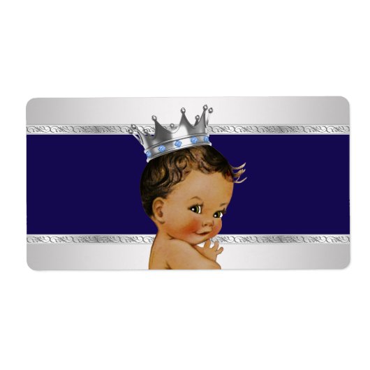 Etnisch Prins Baby Shower Waterfles Label (Voorkant)
