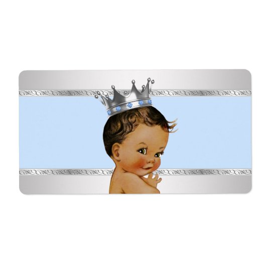 Etnisch Prins Baby Shower Waterfles Label (Voorkant)