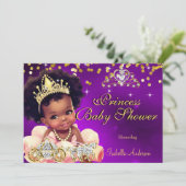 Etnisch Prinses Baby shower Paarse Tiara Carriage Kaart (Staand voorkant)