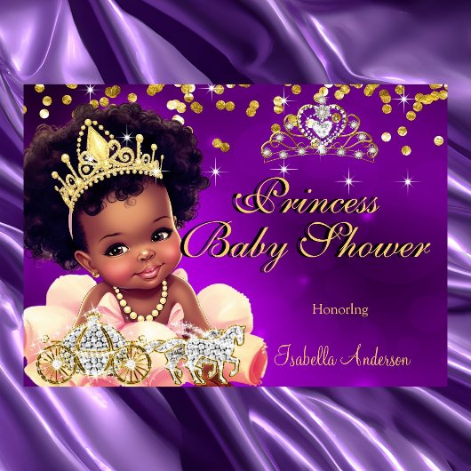 Etnisch Prinses Baby shower Paarse Tiara Carriage Kaart