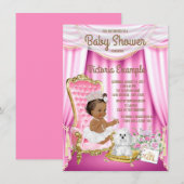 Etnisch Prinses Baby shower Roze Stoeluitnodiging Kaart (Voorkant / Achterkant)