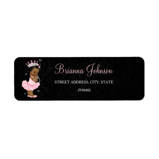 Etnisch Prinses Babyshower Adreslabel Etiket (Voorkant)