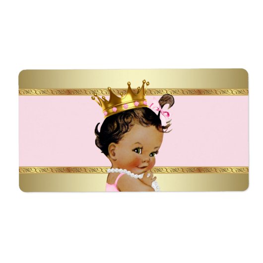 Etnisch Prinses Babyshower Waterfles Label (Voorkant)
