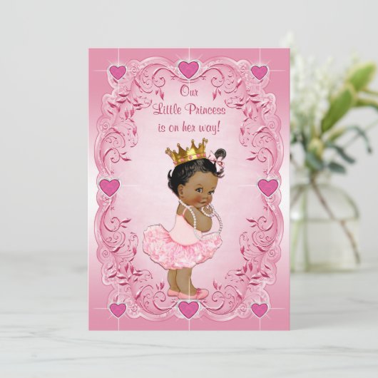 Etnisch Prinses Ballerina Liefde Hartjes Baby Show Kaart (Staand voorkant)