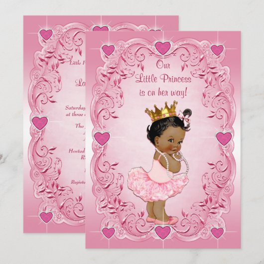 Etnisch Prinses Ballerina Liefde Hartjes Baby Show Kaart (Voorkant / Achterkant)