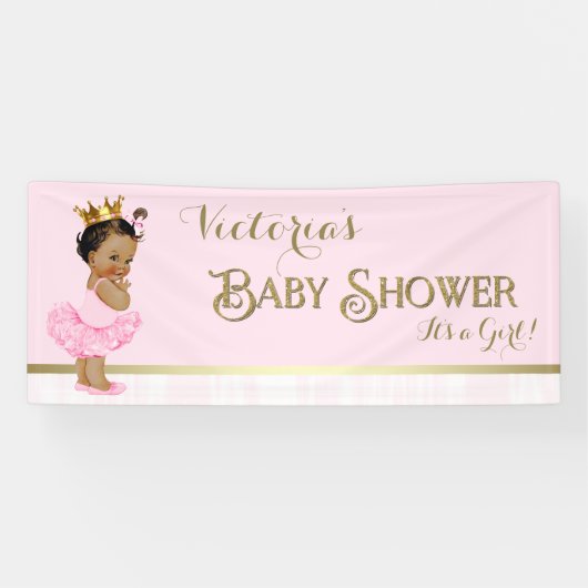 Etnisch Prinses Ballerina Tutu Baby shower Spandoek (Horizontaal)