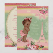  Etnisch Prinses Eiffeltoren Baby shower Kaart (Voorkant / Achterkant)