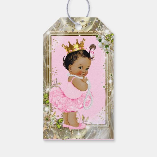 Etnisch Prinses Roze Tutu Baby shower Cadeaulabel (Achterkant)