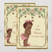  Etnisch Prinses Rozen & Harten Baby shower Kaart (Voorkant / Achterkant)