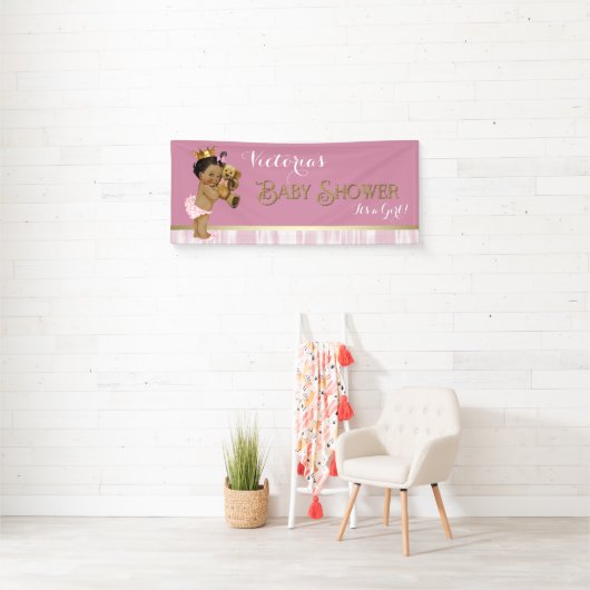 Etnisch prinsesje Baby shower Spandoek (Insitu)