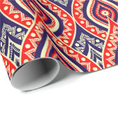 Etnisch rood-goudkleurig Indiaas bloempatroon Cadeaupapier (Rol Hoek)