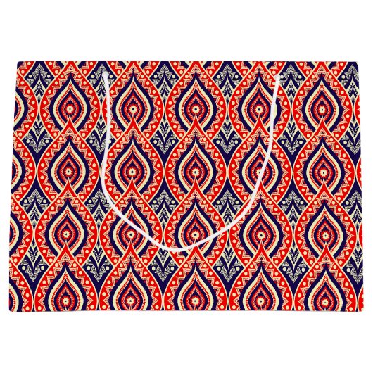 Etnisch rood-goudkleurig Indiaas bloempatroon Groot Cadeauzakje (Voorkant)