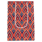 Etnisch rood-goudkleurig Indiaas bloempatroon Medium Cadeauzakje (Achterkant)