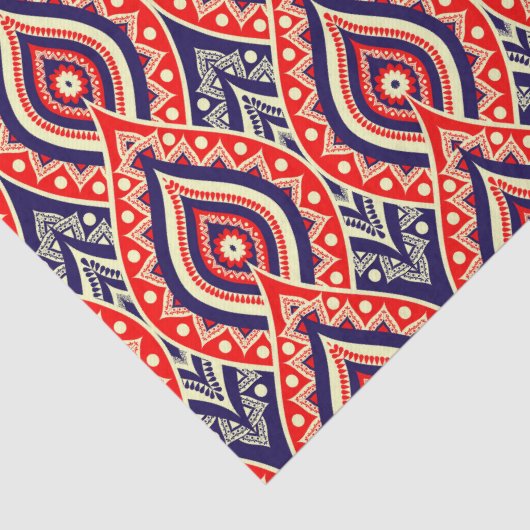 Etnisch rood-goudkleurig Indiaas bloempatroon Tissuepapier (Detail)