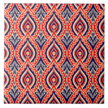 Etnisch rood-goudkleurig patroon met Indiase bloem