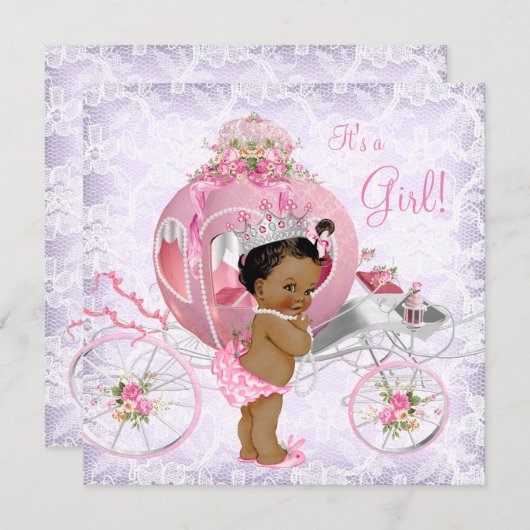 Etnisch roze en Paarse prinses Baby shower Kaart (Voorkant / Achterkant)