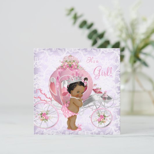 Etnisch roze en Paarse prinses Baby shower Kaart (Staand voorkant)