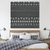 Etnisch stamverband: zwart wit patroon. canvas afdruk (Insitu (Slaapkamer))