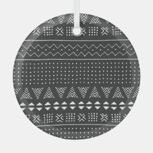 Etnisch stamverband: zwart wit patroon. glas ornament