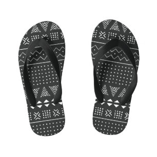 Etnisch stamverband: zwart wit patroon. kinder teenslippers