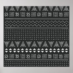 Etnisch stamverband: zwart wit patroon. poster