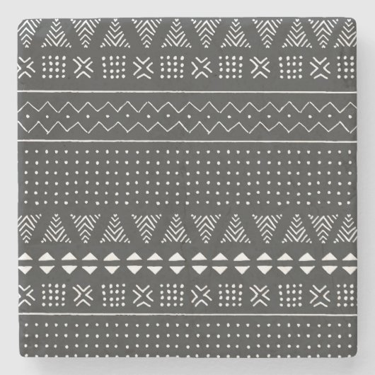 Etnisch stamverband: zwart wit patroon. stenen onderzetter (Voorkant)