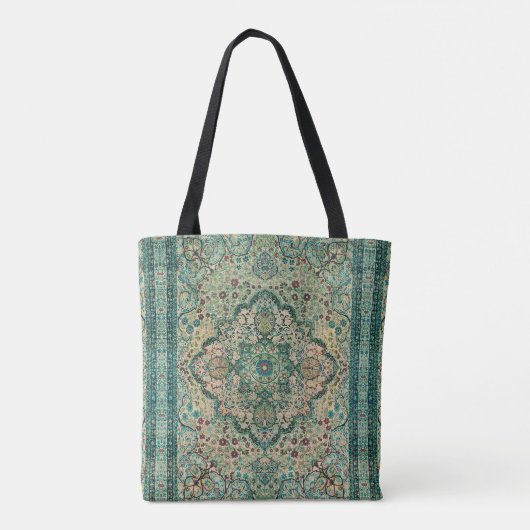 Etnisch tapijt geometrisch bloemontwerp tote bag (Achterkant)