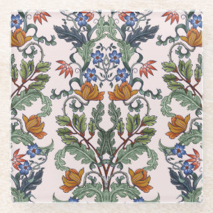 Etnisch Traditioneel: Decoratieve  Bloemen Glazen Onderzetter