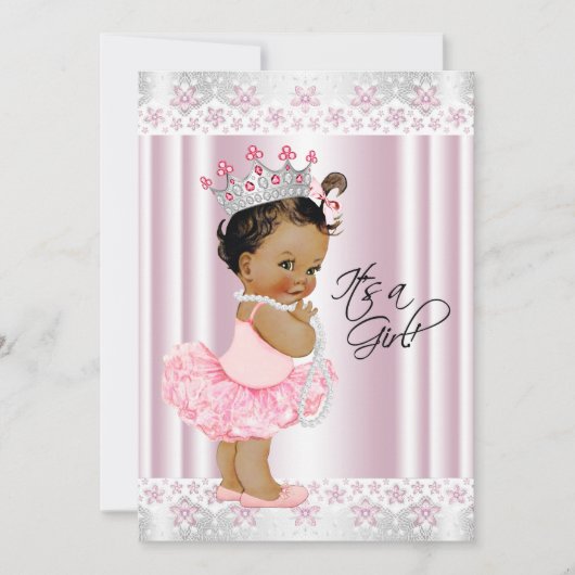 Etnisch Tutu Ballerina Parel en Kant Baby shower Kaart (Voorkant)