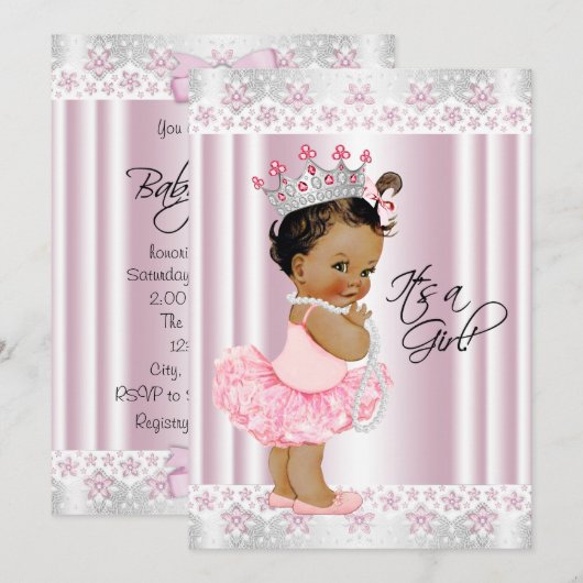 Etnisch Tutu Ballerina Parel en Kant Baby shower Kaart (Voorkant / Achterkant)