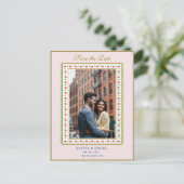 Etnisch ventilatorgrens Roze foto bespaart dag Aankondigingskaart (Staand voorkant)