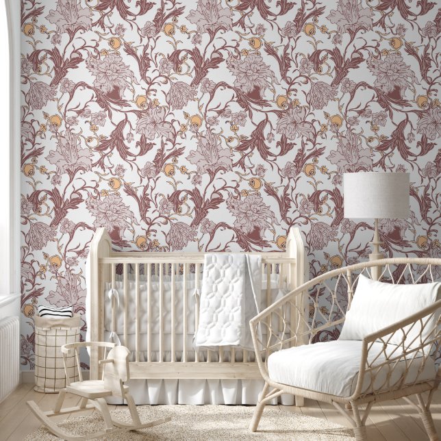 Etnisch Victoriaans bloemmotief  ontwerp Behang (Kinderen)