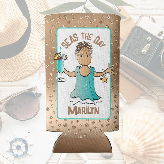 Etnisch Vrouw Cartoon Funny Gezegde Cruise Blauw Seltzer Blikjeskoeler