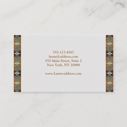 Etnisch zuidwestontwerp. Tekst. Visitekaartje (Achterkant)