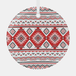 Etnisch zwart wit rood, Oekraïense motieven. Glas Ornament