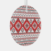 Etnisch zwart wit rood, Oekraïense motieven. Glas Ornament (Voorkant Rechts)