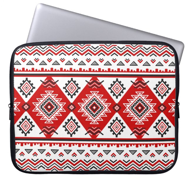 Etnisch zwart wit rood, Oekraïense motieven. Laptop Sleeve (Voorkant)