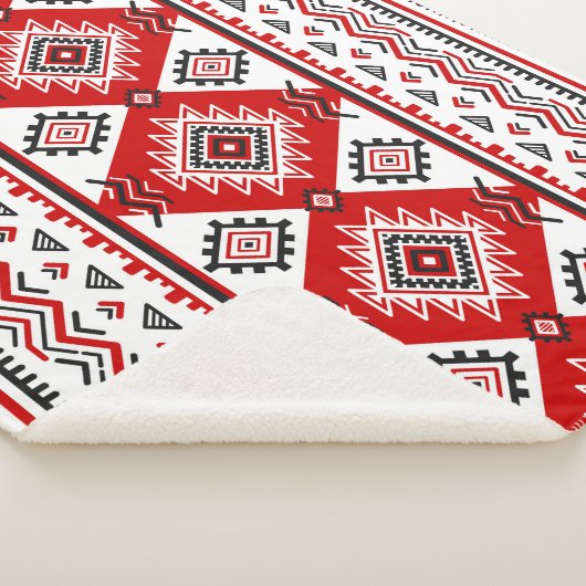 Etnisch zwart wit rood, Oekraïense motieven. Sherpa Deken (3/4)