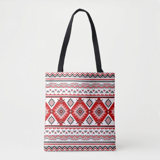 Etnisch zwart wit rood, Oekraïense motieven. Tote Bag (Voorkant)